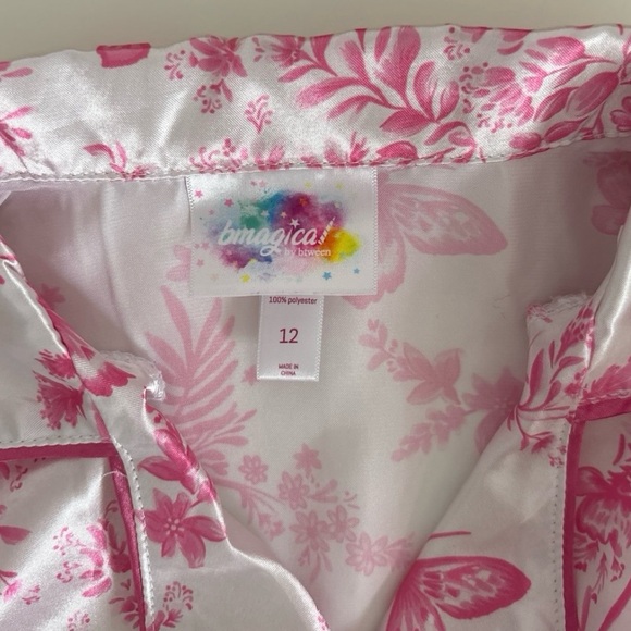 girls pink & white floral pajama set - Picture 3 of 5